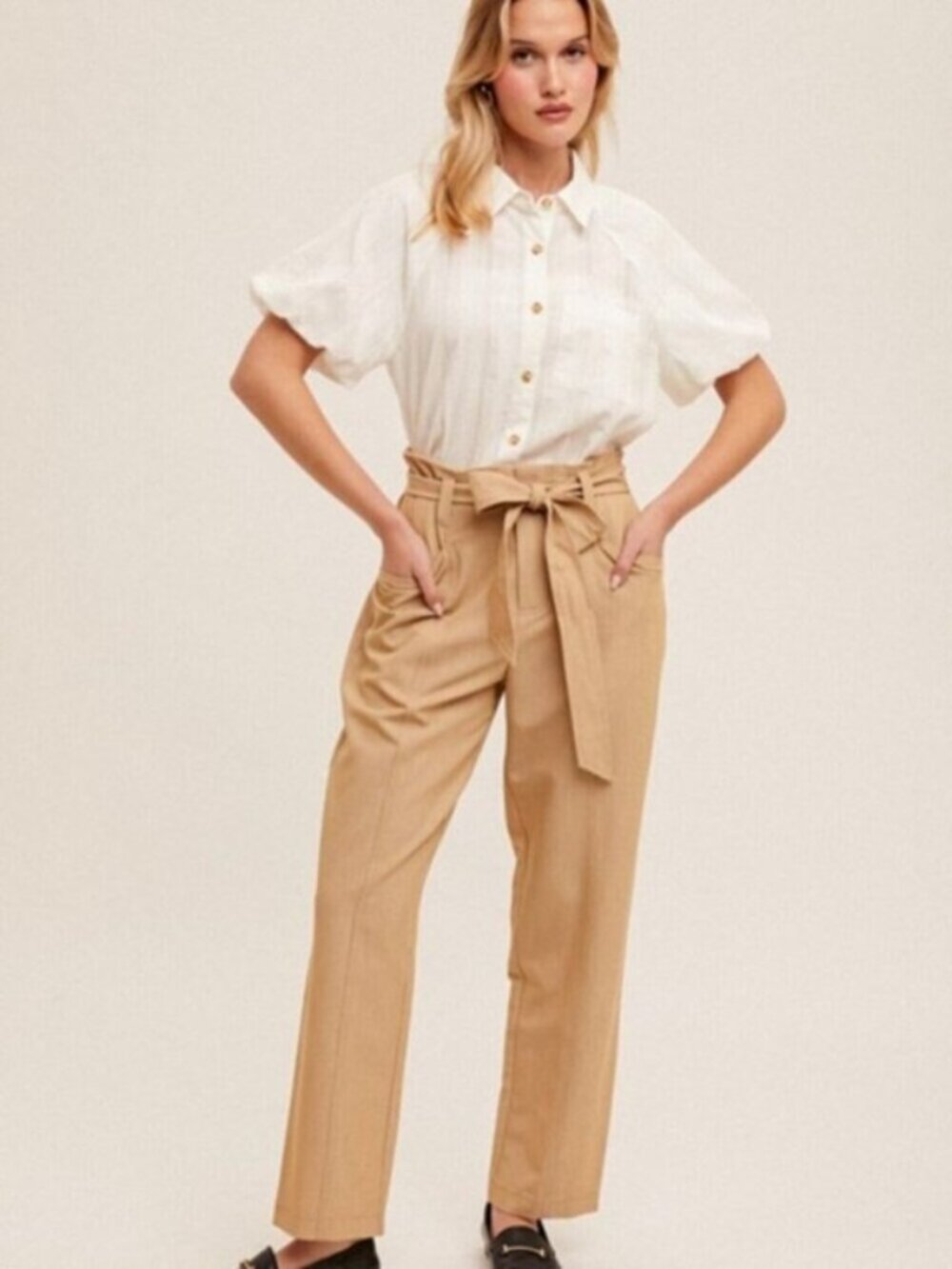 HEM & THREAD Bubble Short Sleeve Button Down Shirt White NWT - Picture 4 of 5
